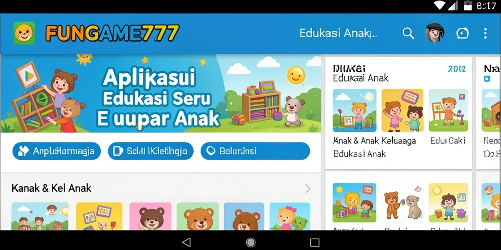 Antarmuka FUNGAME777 yang ceria dan edukatif untuk anak-anak.