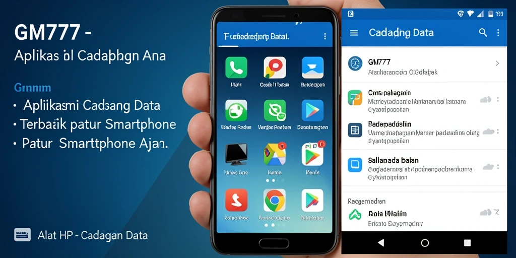 Tampilan antarmuka GM777 yang sederhana untuk cadangan data.
