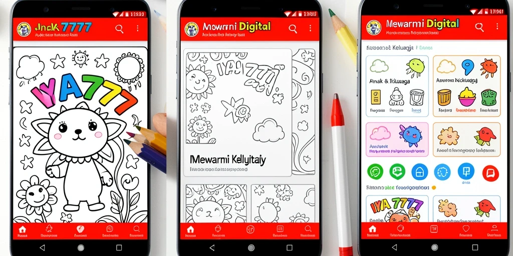 Tampilan antarmuka IYA777 saat anak mewarnai gambar.