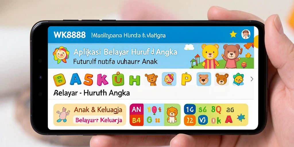 Tampilan antarmuka aplikasi WK888 yang menarik dan edukatif.