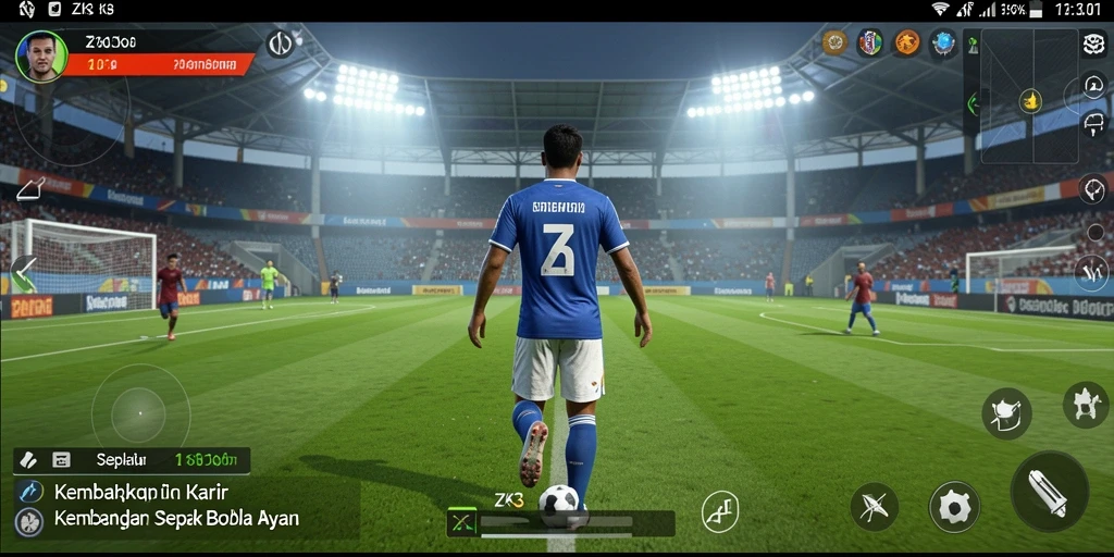 Screenshot ZK3 menampilkan aksi nyata permainan sepak bola.