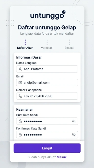 Panduan Registrasi Akun Untunggo untuk Pengguna Android